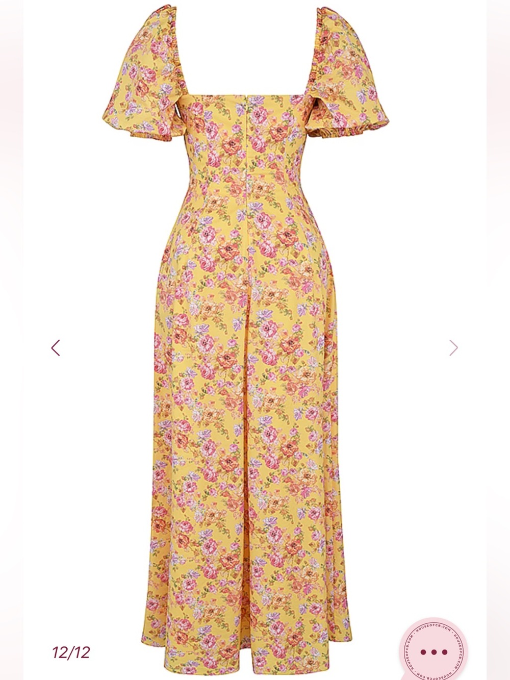 House of CB Yellow Floral Puff-Sleeve Maxi Dress with Sweetheart Bodice - Picture 10 of 13